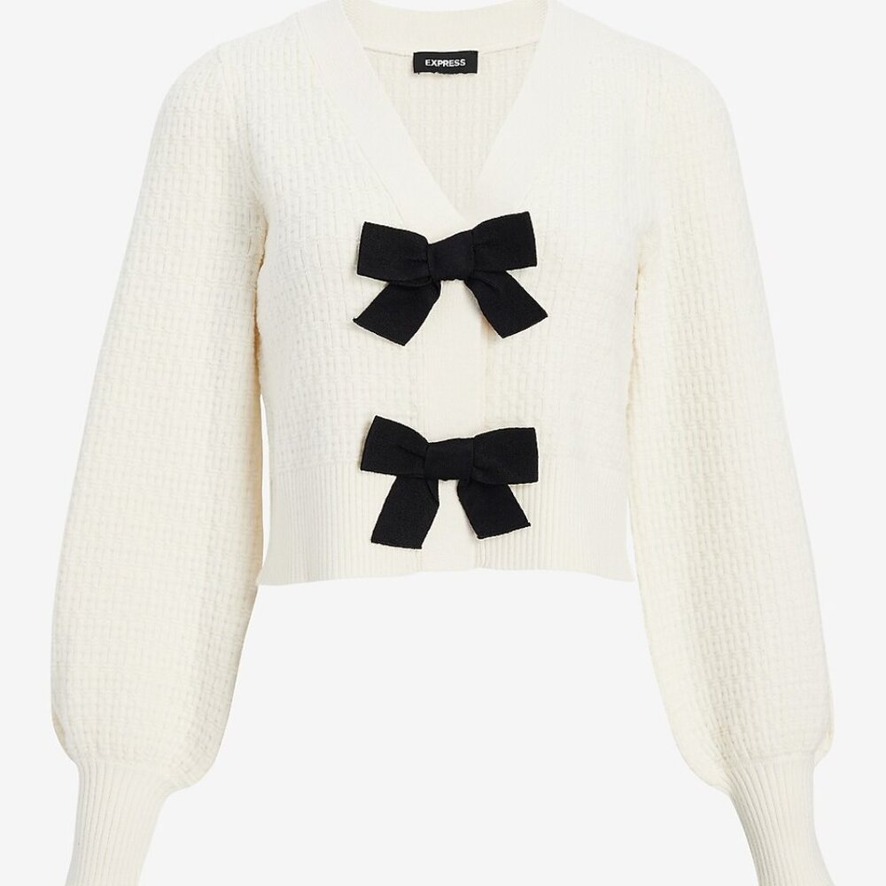 EXPRESS V-Neck Bow Cardigan Medium Size M
